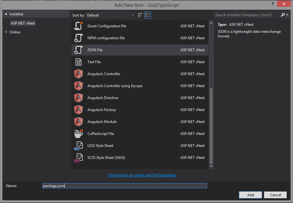 Add New Item - JSON File