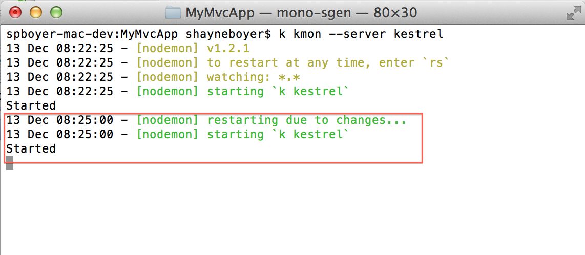 terminal changes made
